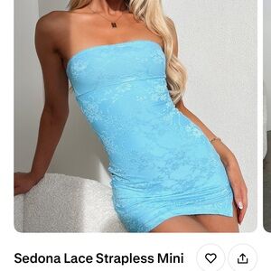 Sedona Strapless Lace Dress - Sky Blue